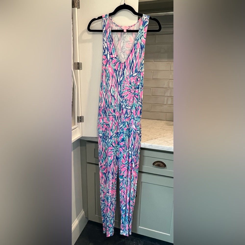 Lilly Pulitzer Pink Blue Green Printed Jumpsuit
